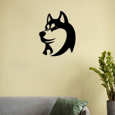 Scultura da parete in metallo Spirit of Husky | Decorazione da parete con scultura decorativa a forma di cane