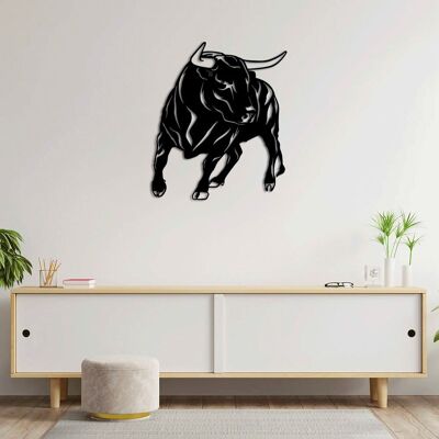 Scultura da parete in metallo raffigurante un potente toro | Decorazione da parete con scultura decorativa a forma di animale