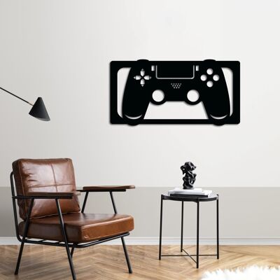 Décoration murale en métal représentant une manette de jeu | Sculpture murale décorative pour jeux vidéo