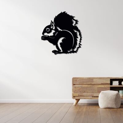 Décoration murale en métal représentant un écureuil gardien de la forêt | Sculpture murale animalière