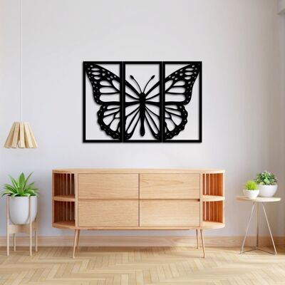 Décoration murale en métal Monarch Elegance, 3 pièces, motif papillon | Sculpture murale