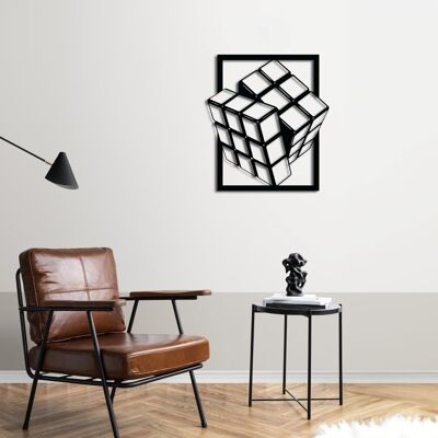 Cube d'esprit en métal | Sculpture murale décorative abstraite