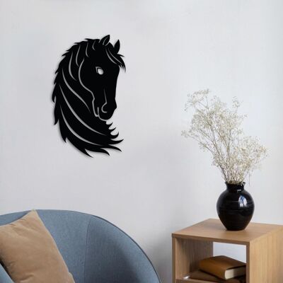 Cheval Noble Gaze, sculpture murale décorative en métal | Sculpture murale animalière