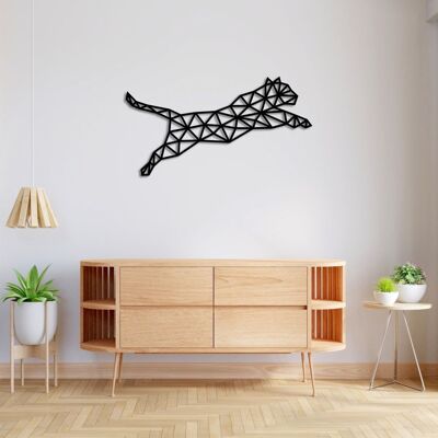 Décoration murale géométrique en métal motif léopard | Sculpture murale animalière moderne