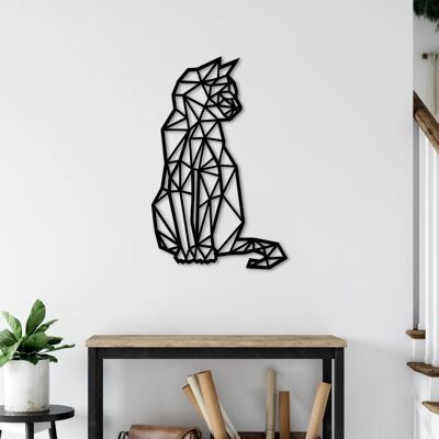 Trio de chats géométriques en métal | Sculpture murale décorative animalière