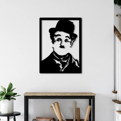 Décoration murale en métal Charlie Chaplin | Sculpture murale vintage