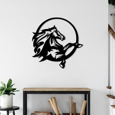 Décoration murale en métal « Cheval noble » | Élégante sculpture murale décorative animalière