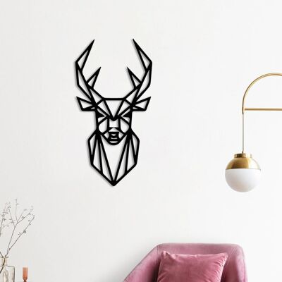 Décoration murale géométrique en métal représentant un cerf | Sculpture murale animalière moderne