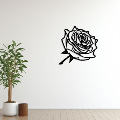 Décoration murale en métal Rose noire | Élégante sculpture florale décorative