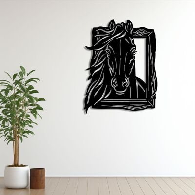 Cheval d'expression de la liberté, sculpture murale décorative en métal