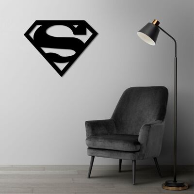 Décoration murale en métal Superman | Sculpture murale décorative de super-héros
