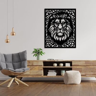 Portrait du Roi Lion, sculpture murale décorative en métal