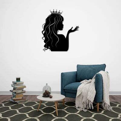 Silhouette de princesse élégante en métal | Sculpture murale décorative