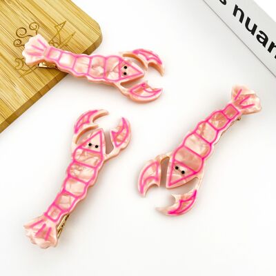 🦞Fermaglio per capelli in acetato rosa a forma di aragosta – Accessorio per capelli ispirato all'oceano giocoso