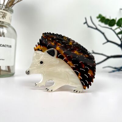 Adorable pinza para el pelo de acetato con forma de erizo: accesorio único inspirado en animales