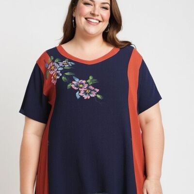 Top in cotone/lino taglie forti (A589)