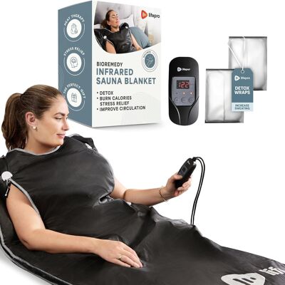 LifePro Sauna Blanket for Detoxification - Portable Far Infrared Sauna for Home Detox Calm Your Body and Mind Large Gray - Sauna for in-Home Use