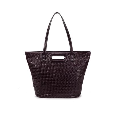 Ofine prune woven leather shoulder bag