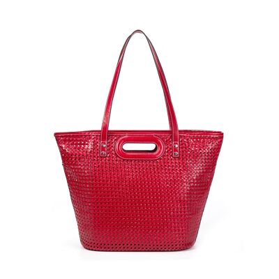 Borsa a tracolla Ofine in pelle intrecciata con fiamme