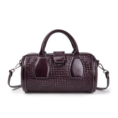 Sac bowling en cuir tressé Frola pruneau