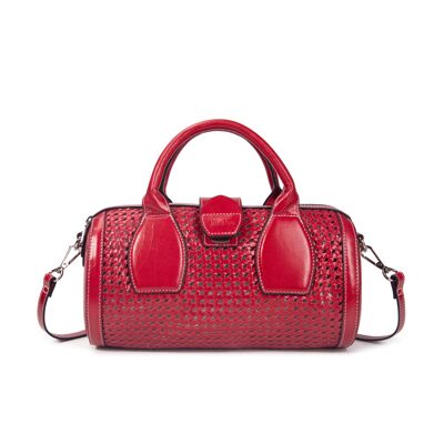 Sac bowling en cuir tressé Frola flamme