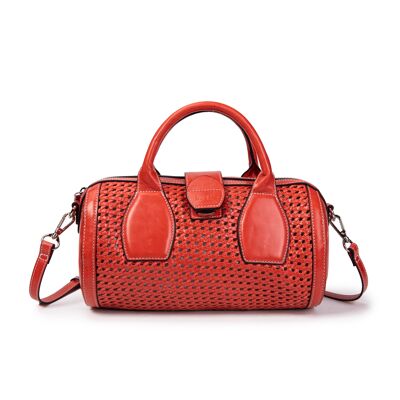 Sac bowling en cuir tressé Frola feu