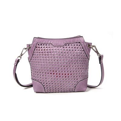 Sac porté bandoulière en cuir tressé Bonbon Tane parme