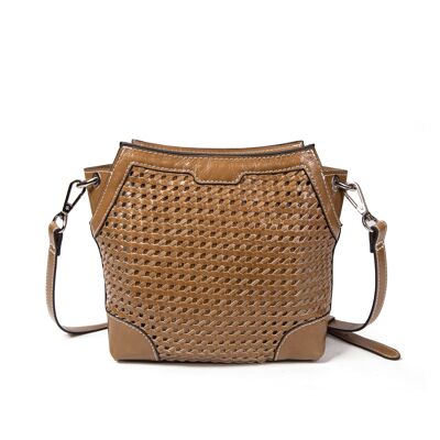 Sac porté bandoulière en cuir tressé Bonbon Tane miel