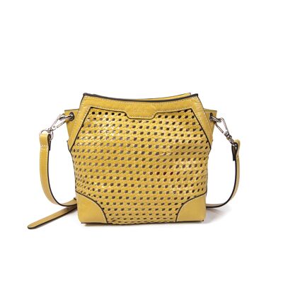 Sac porté bandoulière en cuir tressé Bonbon Tane jaune