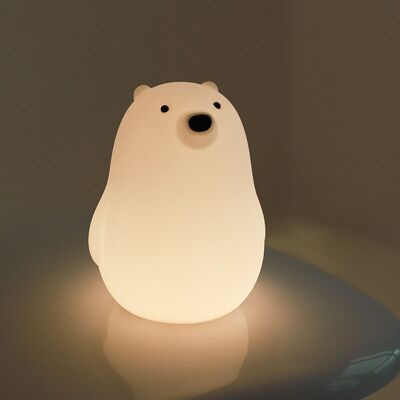 Nachtlampe mit weichem Eisbär-Licht aus Silikon (aufladbar über USB)