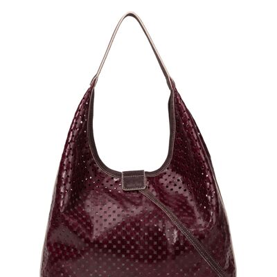 Burgundy Moon perforated leather shoulder bag