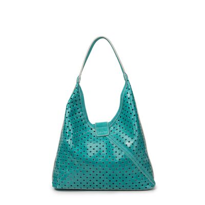 Turquoise Moon perforated leather shoulder bag