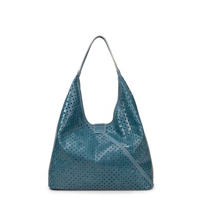 Bolso de hombro de piel perforada Blue Moon