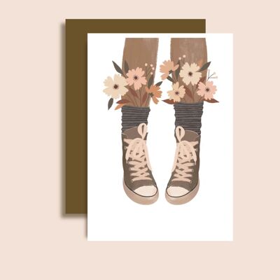 Carte A6 Sneaker mit Blumenmuster