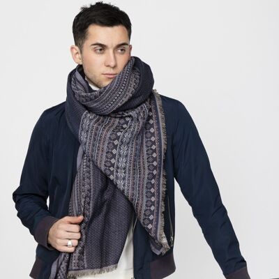 Maxi écharpe en laine et coton GANDALF marine