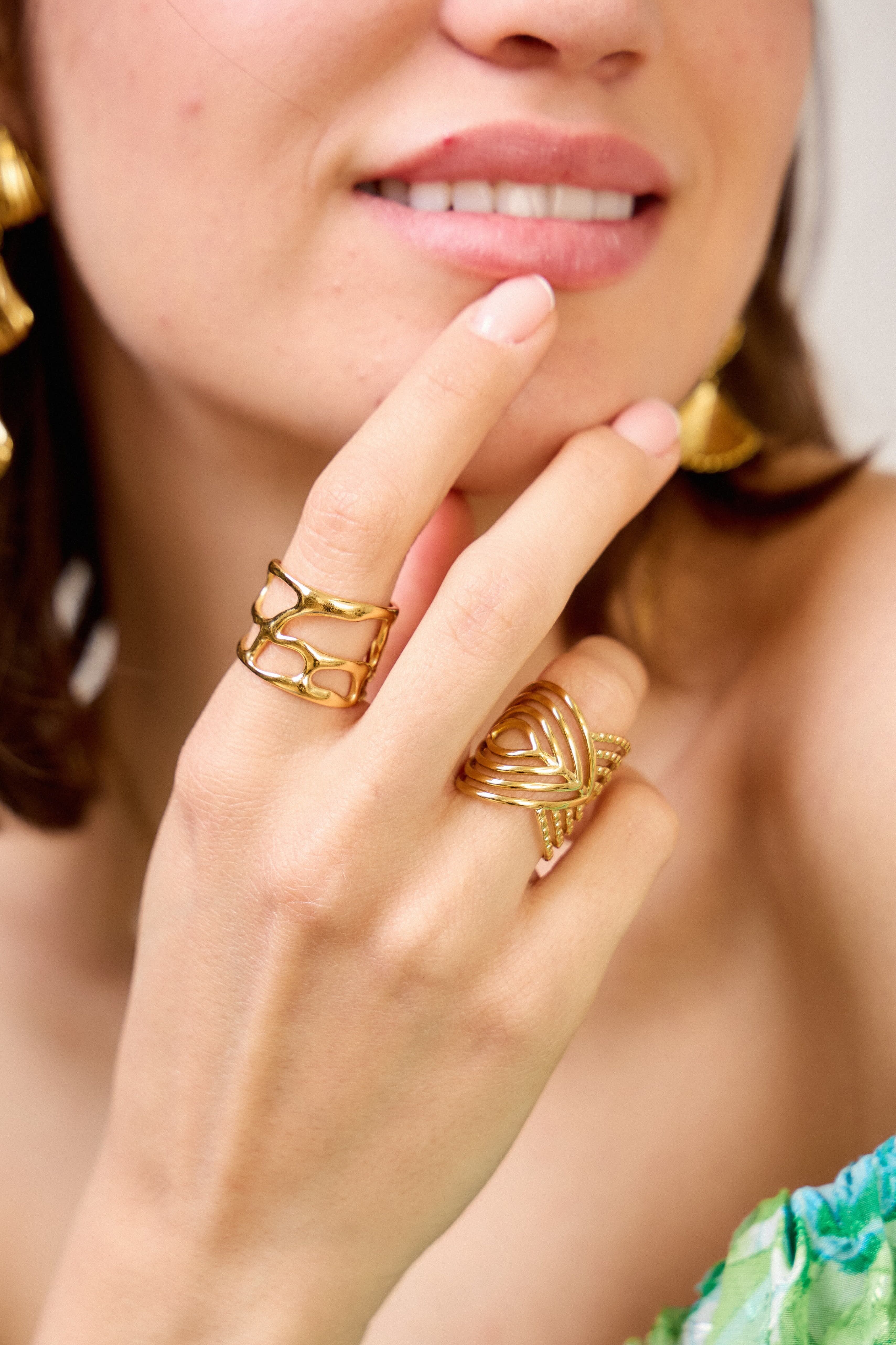 Verstellbarer geometrischer Edelstahlring – modernes Design