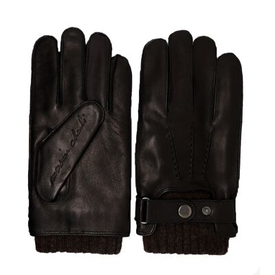 Guantes de cuero negro marrón HELORY