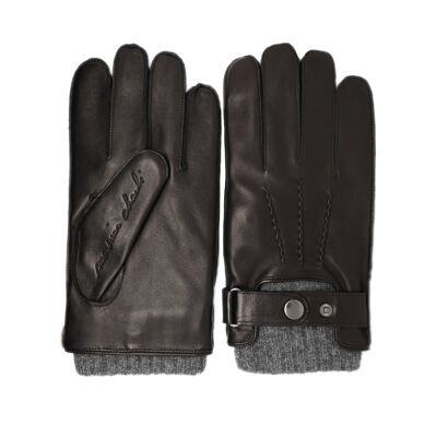 Guanti in pelle grigio-nera HELORY
