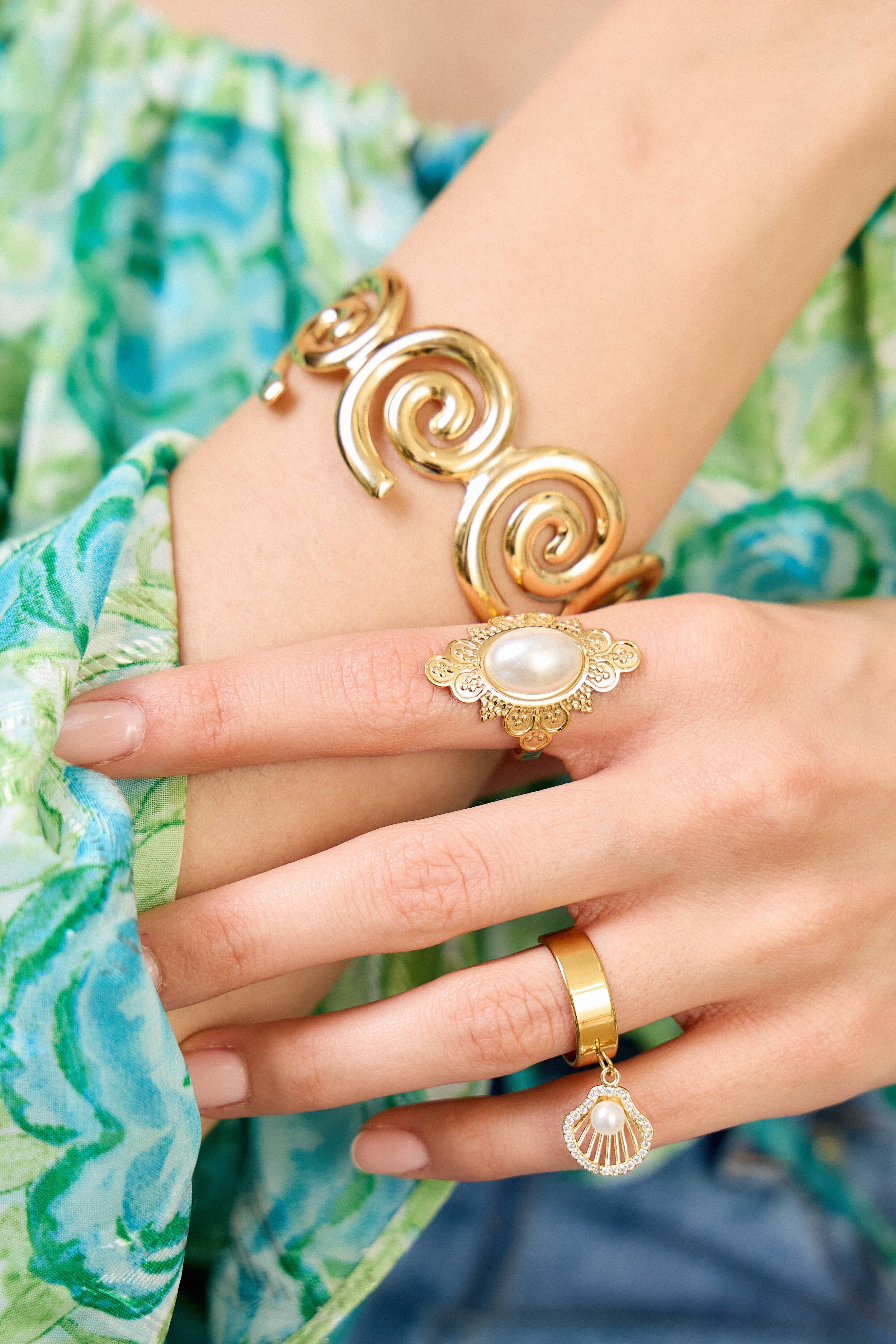 Verstellbarer Marine Charm Ring - Ozeanische Eleganz in Edelstahl