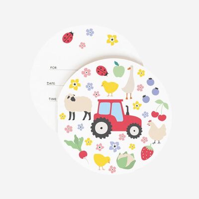 8 Tarjetas de invitación: granja