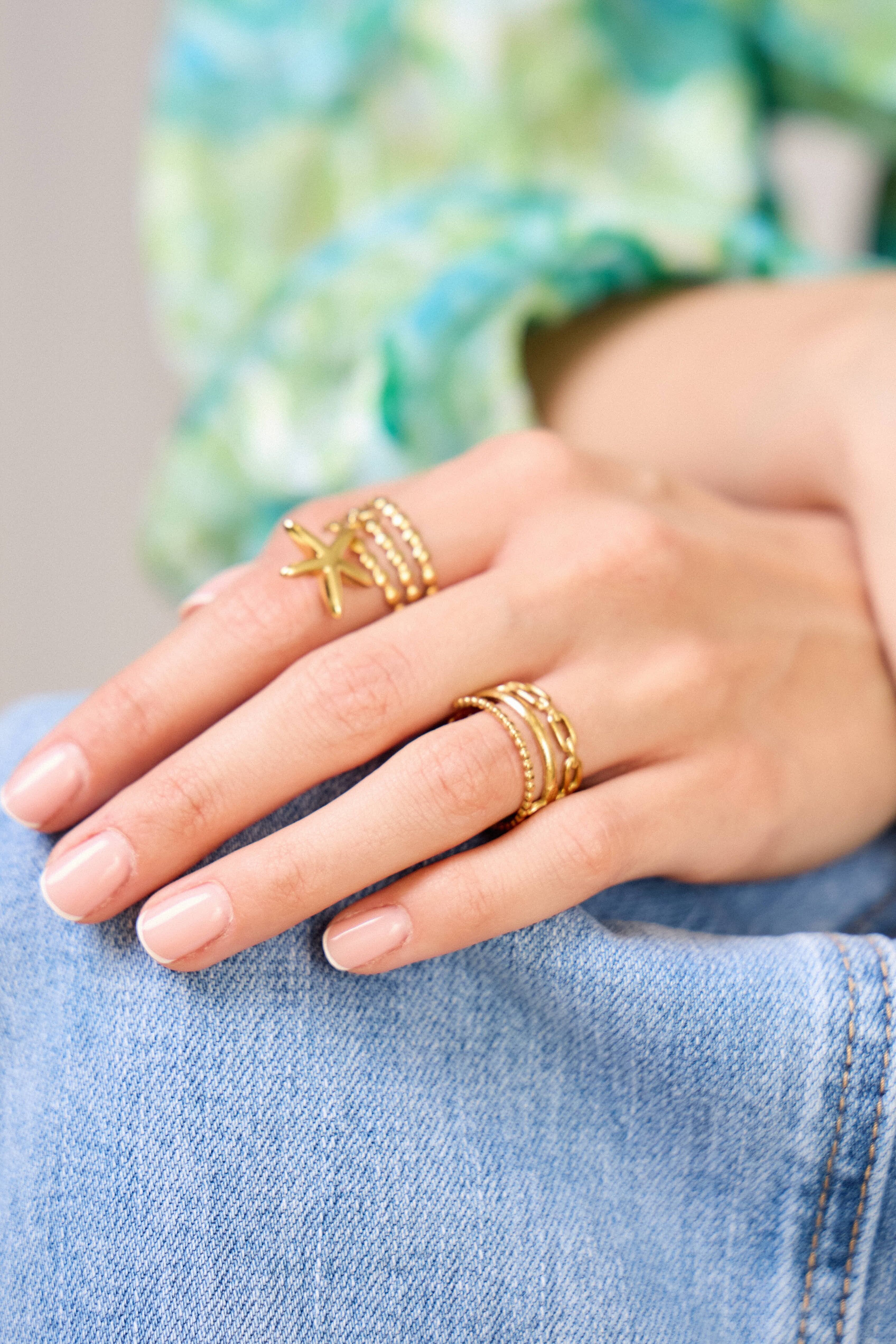 Seestern-Charm-Ring – Edelstahl Marine Elegance