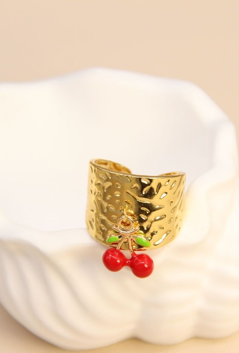 Verstellbarer Kirsch-Charm-Ring – Explosion von Farben und Kühnheit Edelstahl