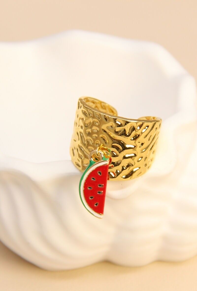 Verstellbarer Wassermelonen-Charm-Ring – Exotische Frische Edelstahl