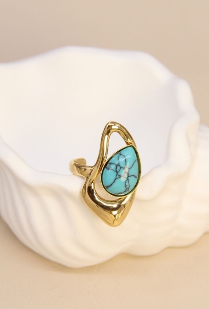 Bague goutte en acier inoxydable – Esprit bohème chic