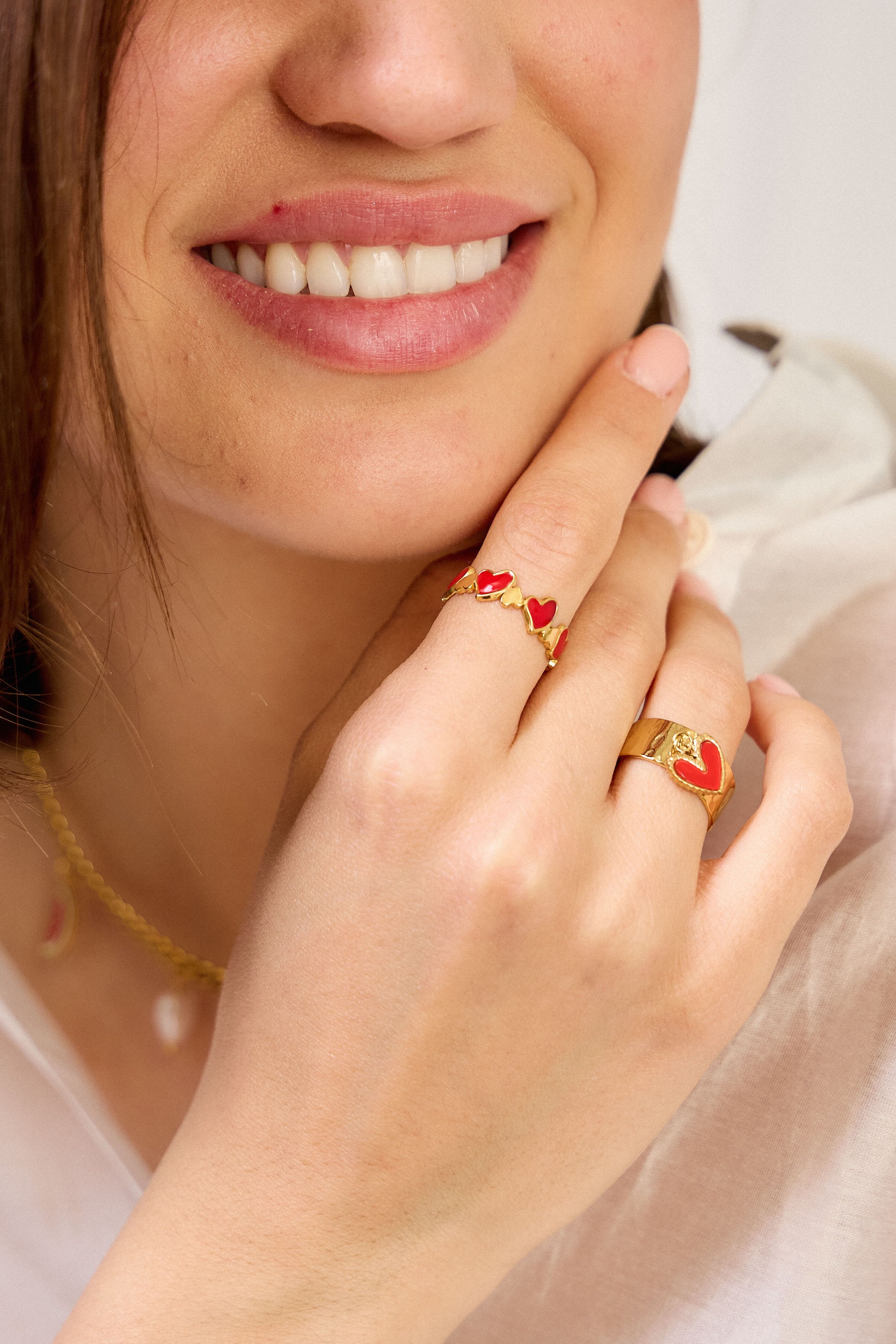 Bague cœurs émaillés en acier inoxydable – Look pop & love