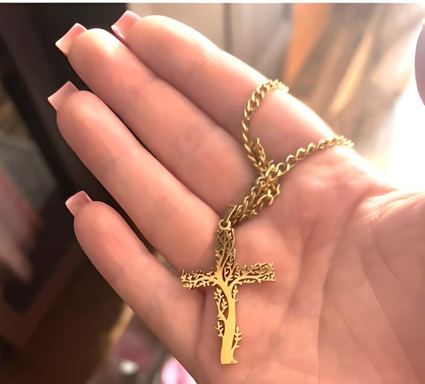 Tree of Life Stainless Steel Cross Necklace