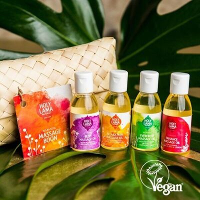 Set de regalo de aceite de masaje ayurvédico, natural y vegano, tamaño viaje