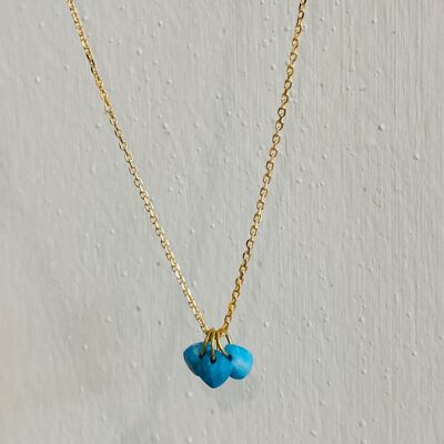 Collana a catena e 3 turchesi - Piccola (CCHLIT D)