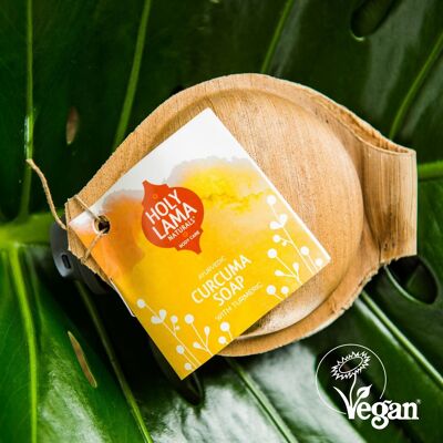 Jabón vegano de cúrcuma ayurvédica natural hecho a mano para manos y cuerpo - Curcuma