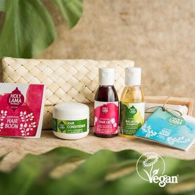 Set regalo per la cura dei capelli, ayurvedico, naturale e vegano, formato da viaggio